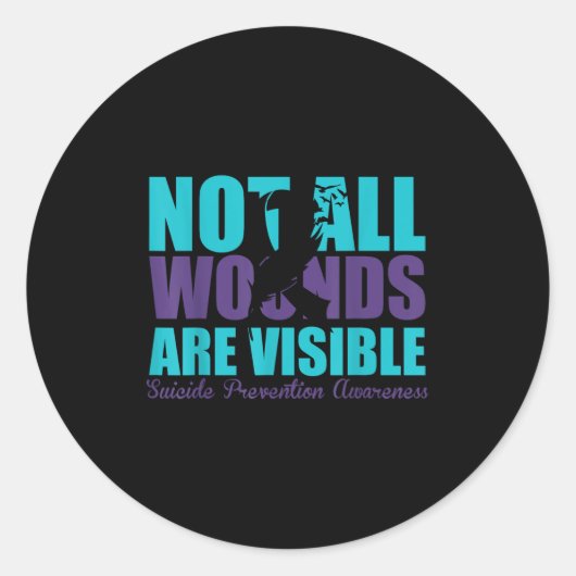 Not All Wounds Are Visible Suicide Prevention Awar Ronde Sticker (Voorkant)