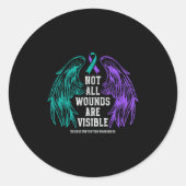 Not All Wounds Are Visible Suicide Prevention Awar Ronde Sticker (Voorkant)