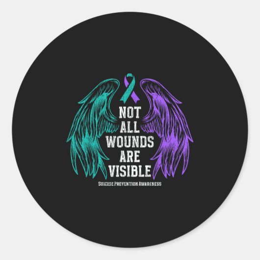 Not All Wounds Are Visible Suicide Prevention Awar Ronde Sticker (Voorkant)
