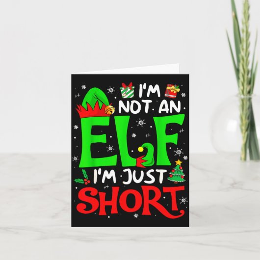 Not An Elf I'm Just Short Funny Christmas Family M Kaart (Voorkant)