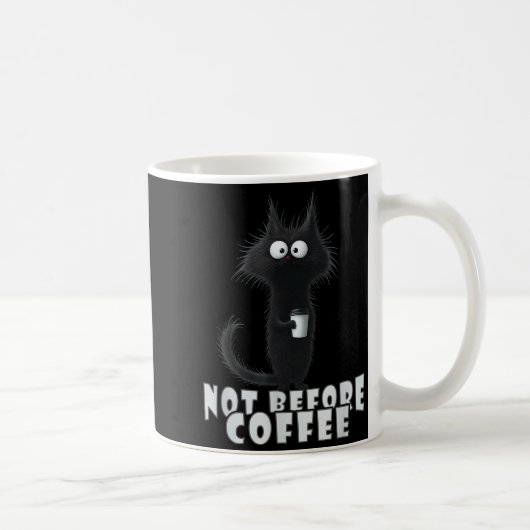 Not Before Coffee-tee Design – Funny Morning Cat A Koffiemok (Rechts)