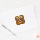 Not Before Coffee Vierkante Sticker (Envelop)