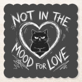 Not In The Mood For Love Grumpy Cat Sarcastic Kartonnen Onderzetters (Voorkant)