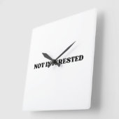 Not Interested Retro Typographic Square Wall Clock Vierkante Klok (Hoek)