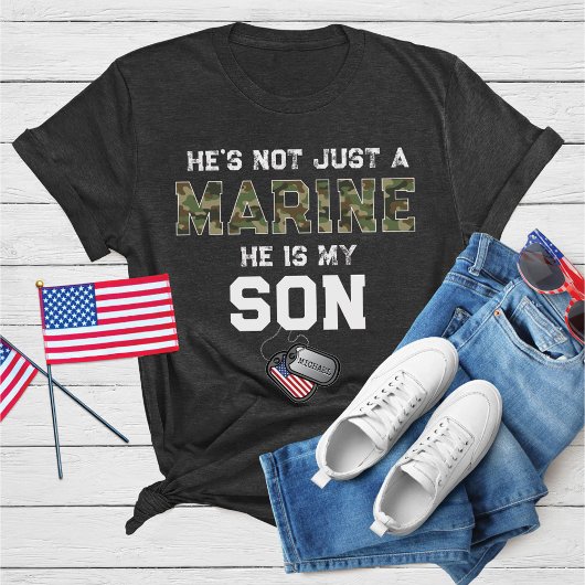 Not Just A Marine He's My Son Military Custom Name T-shirt