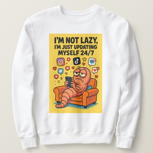 "Not Lazy" Meme Hoodie – Social Media Worm Life Trui (Design voorkant)