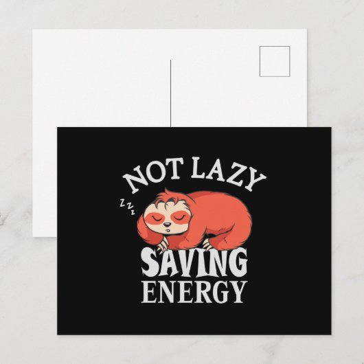 Not lazy, Saving Energy Briefkaart (Voorkant / Achterkant)