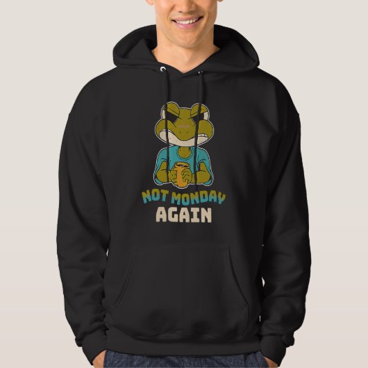 Not Monday Again  Frog Hates Monday Work Joke Retr Hoodie (Voorkant)