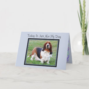 "Not My Day" Birthday Card W/Fun Basset Hound Kaart