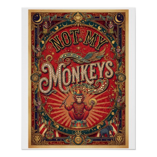 Not My Monkeys! Ringmaster, Red and Gold Perfect Poster (Voorkant)