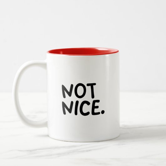NOT NICE. Cute & Funny Christmas Minimalist Mug Tweekleurige Koffiemok (Links)