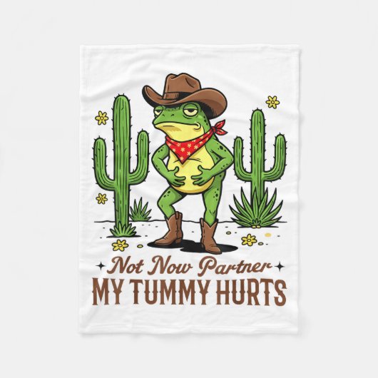 Not Now Partner My Tummy Hurts Funny Cowboy Frog M Fleece Deken (Voorkant)