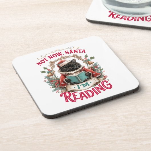 Not Now Santa I'm Reading  Bier Onderzetter (Linkerzijde)