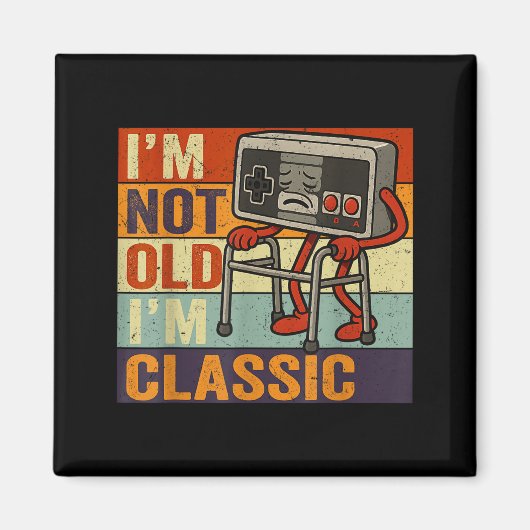 Not old classic funny old gamer gaming retro 80s magneet (Voorkant)