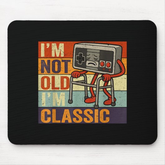 Not old classic funny old gamer gaming retro 80s muismat (Voorkant)