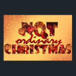 "Not Ordinary Christmas" Font Art & Red Poster<br><div class="desc">Dit is een feestelijk, kleurrijk en vrolijk ontwerp dat lettertype kunst en levendige rode kerstboom decoraties combineert. De tekst "Not ordinary Christmas" is geschreven met grote artistieke lettertypen die een feestelijke, sprankelende, elegante stapel kerstballen en andere levendige rode en gele decoraties vormen. Het donkerrode en heldergeel maken het afbeelding elegant...</div>