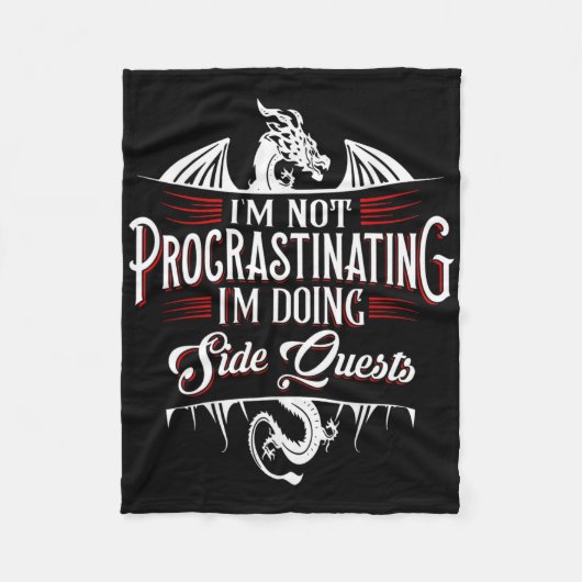 Not Procrastinating Side Quests Funny Rpg Gamer Dr Fleece Deken (Voorkant)