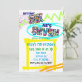 not SIX, SEVEN Spray-paint, Boy 7th Birthday Kaart (Staand voorkant)