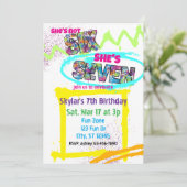 not SIX, SEVEN Spray-paint Girl 7th Birthday Kaart (Staand voorkant)