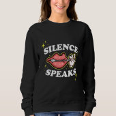 Not Speaking Lips Zipped Shut Silence Speaks Trui (Voorkant)