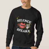 Not Speaking Lips Zipped Shut Silence Speaks Trui (Voorkant)