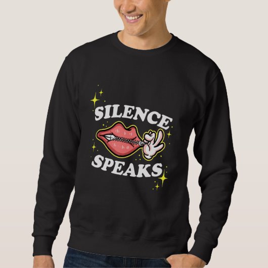 Not Speaking Lips Zipped Shut Silence Speaks Trui (Voorkant)