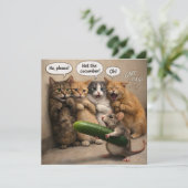 Not the cucumber, funny cat and mouse flat greetin kaart (Staand voorkant)