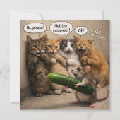 Not the cucumber, funny cat and mouse flat greetin kaart (Voorkant)