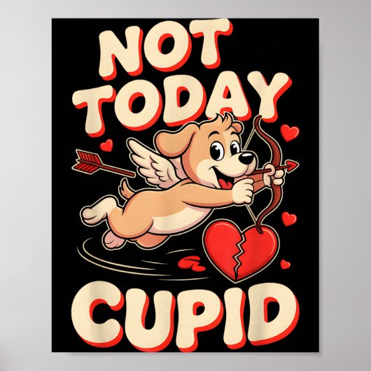 Not Today Cud Funny Puppy Anti Valentine Retro Car Poster (Voorkant)