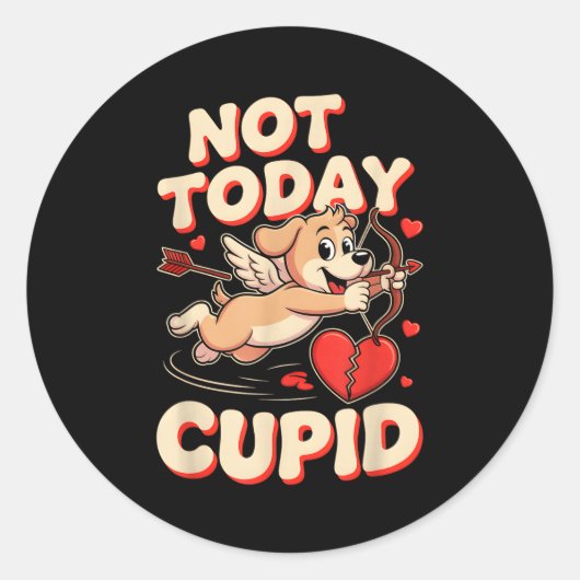Not Today Cud Funny Puppy Anti Valentine Retro Car Ronde Sticker (Voorkant)