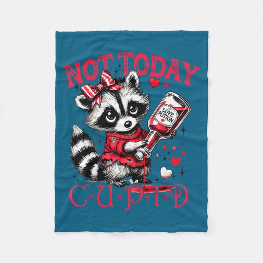 Not Today Cud Funny Raccoon Valentines Day Cute Ki Fleece Deken (Voorkant)