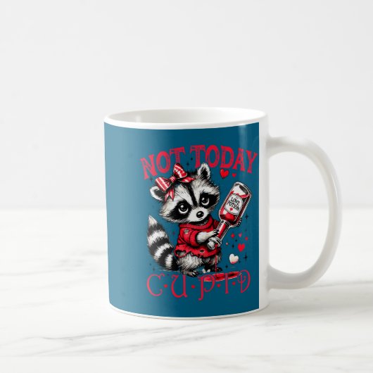 Not Today Cud Funny Raccoon Valentines Day Cute Ki Koffiemok (Rechts)