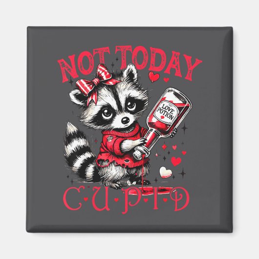 Not Today Cud Funny Raccoon Valentines Day Cute Ki Magneet (Voorkant)