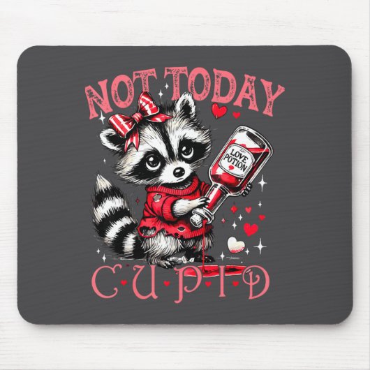 Not Today Cud Funny Raccoon Valentines Day Cute Ki Muismat (Voorkant)