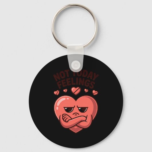 Not Today Feelings Cute Moody Heart Anti Valentine Sleutelhanger (Voorkant)