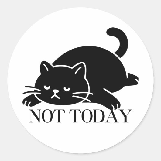 Not Today Holiday Mood Black Cat Sticker (Voorkant)