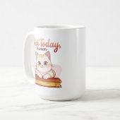 Not Today Human Cute Cat on Book Funny Design Koffiemok (Voorkant links)