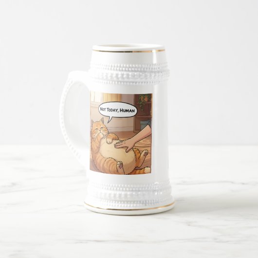 Not Today Human Grumpy Cat Mug | Lazy Cat Funny Bierpul (Voorkant links)