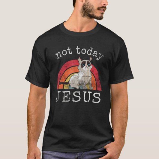 Not Today Jesus Satanic  Cat Rainbow T-shirt (Voorkant)