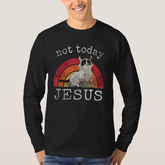 Not Today Jesus Satanic  Cat Rainbow T-shirt (Voorkant)