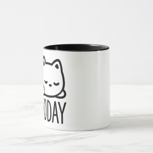 "NOT TODAY" Minimalist Sleepy Cat Mug Mok (Midden)