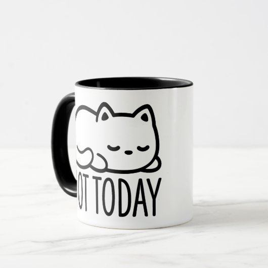 "NOT TODAY" Minimalist Sleepy Cat Mug Mok (Voorkant links)