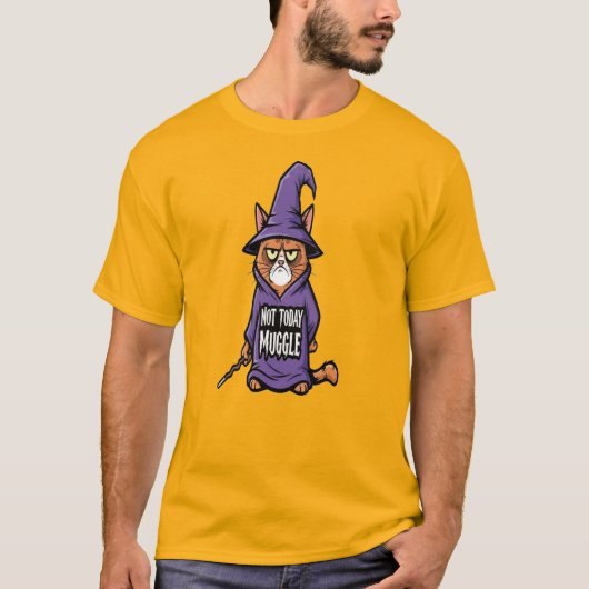 Not Today Muggle Cat T-Shirt - Funny Wizard Cat   (Voorkant)
