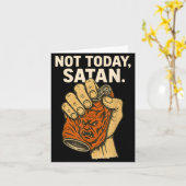 Not Today Satan Faith Christian Halloween Funny An Kaart (Gele Bloem)