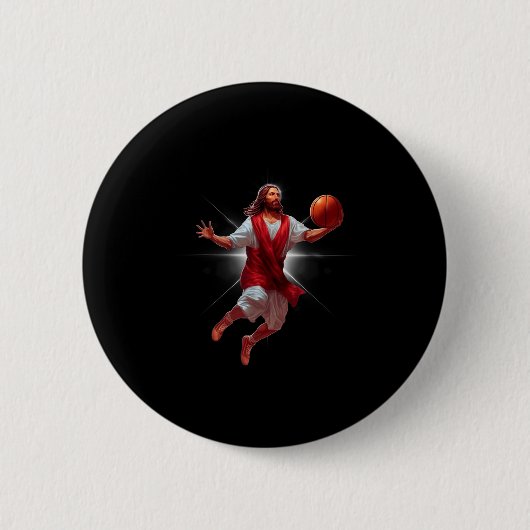 Not Today Satan Jesus Funny Slam Holy Dunk Basketb Ronde Button 5,7 Cm (Voorkant)