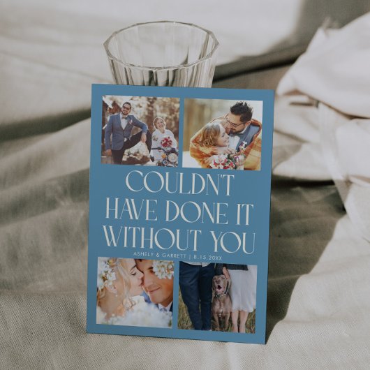 Not Without You Wedding 4-Photo Denim Blue Bedankkaart