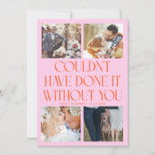 Not Without You Wedding 4-Photo Orange Pink Bedankkaart (Voorkant)