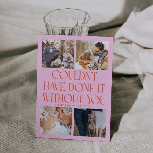 Not Without You Wedding 4-Photo Orange Pink Bedankkaart