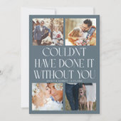 Not Without You Wedding 4-Photo Slate Blue Bedankkaart (Voorkant)