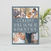 Not Without You Wedding 4-Photo Slate Blue Bedankkaart (Staand voorkant)